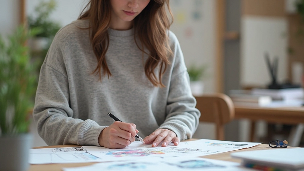 Interface-ontwerper aan het schetsen van layout en wireframe-elementen met pen en papier